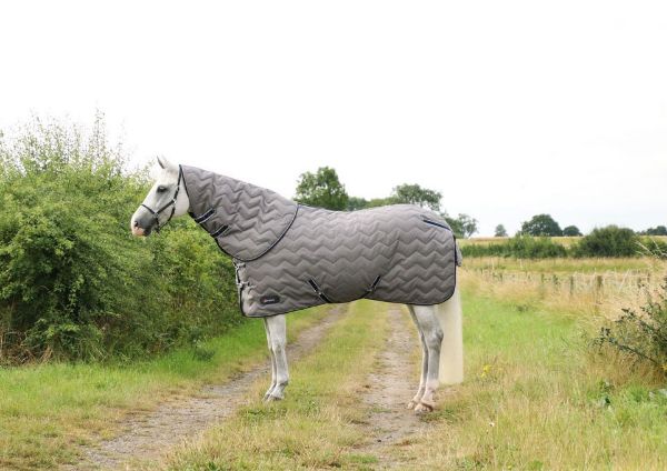 Picture of DefenceX System 300g Stable Rug With Detachable Neck - Grey/Navy/Light Grey