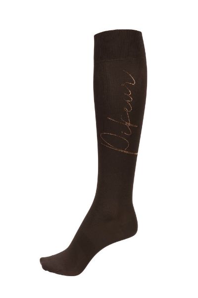 Picture of Pikeur Knee Sock Strass Dark Coffee