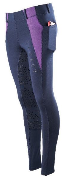 Picture of Legacy Kids Riding Tights Navy / Purple
