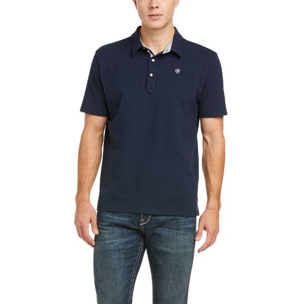Picture of Ariat Mens Medal Short Sleeved Polo Navy