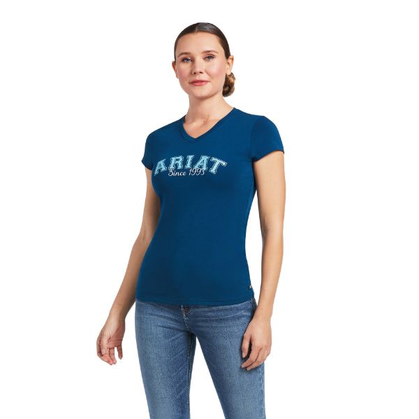 Picture of Ariat Womens Since 1993 Short Sleeved T-Shirt Blue Opal