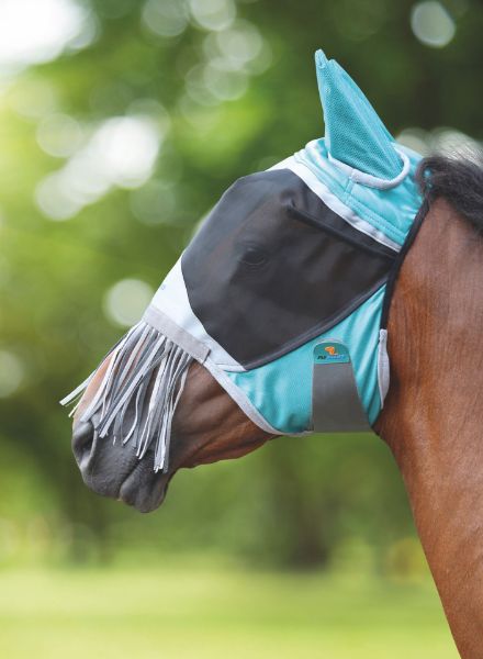 Picture of Shires Deluxe Fly Mask With Nose Fringe Green