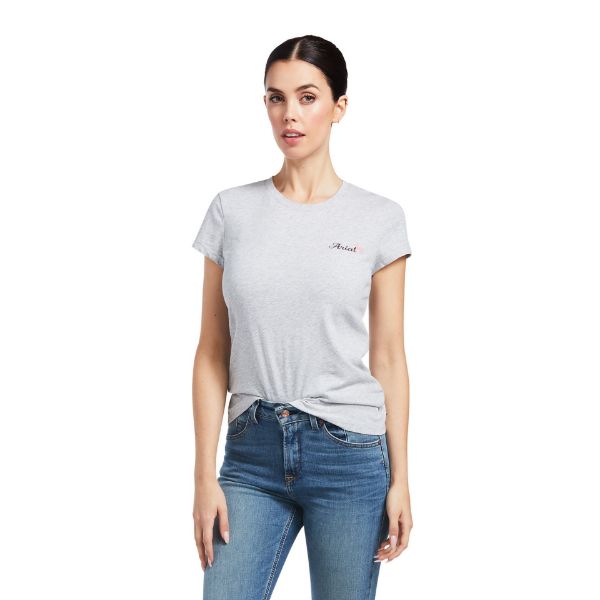 Picture of Ariat Womens Logo Script SS T-Shirt Heather Grey