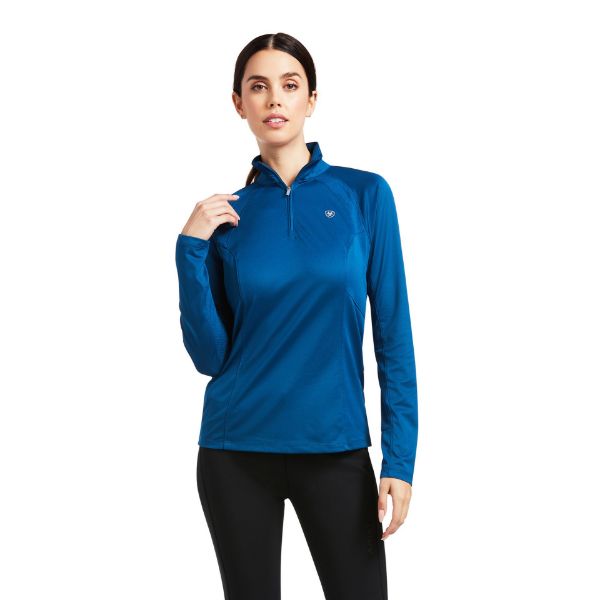 Picture of Ariat Womens Sunstopper 2.0 1/4 Zip Baselayer Blue Opal