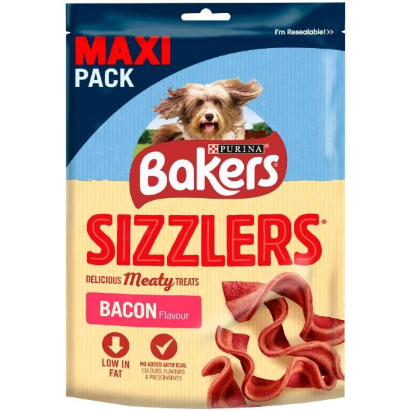 Picture of Bakers Maxi Sizzlers Bacon Dog Treats 185g