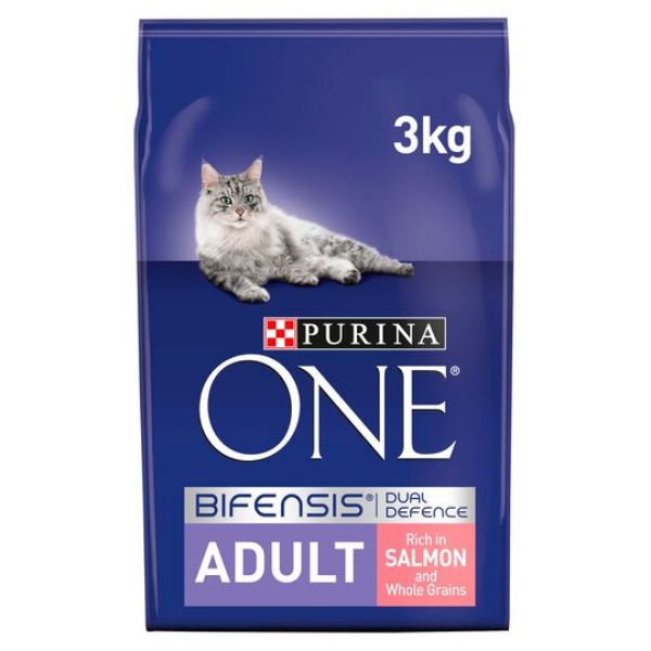 Picture of Purina ONE Adult Salmon and Whole Grains Dry Cat Food 3kg