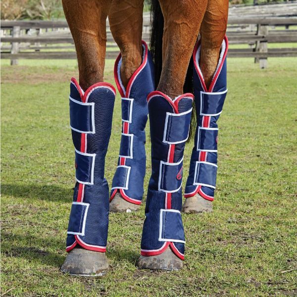 Picture of Weatherbeeta Wide Tab Long Travel Boots Navy/Red/White Cob