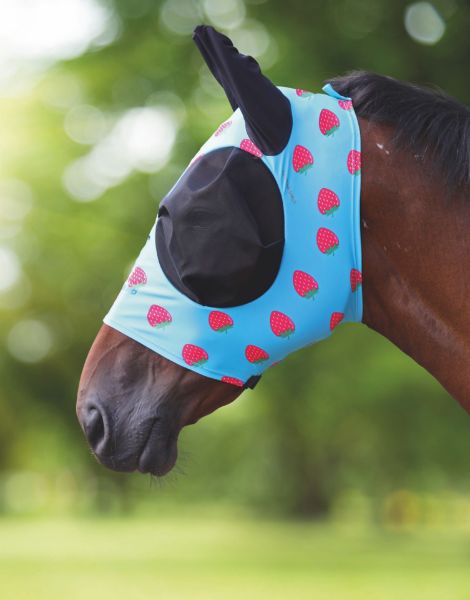 Picture of Shires Flyguard Pro Fruit Print Stretch Fly Mask Strawberry