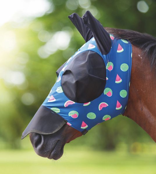 Picture of Shires Flyguard Pro Fruit Print Stretch Fly Mask With Nose Watermelon