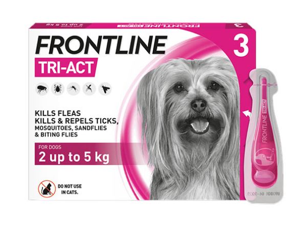 Picture of Frontline Tri-Act Dog Spot On For Extra Small Dogs 2-5kg 3 Pipettes