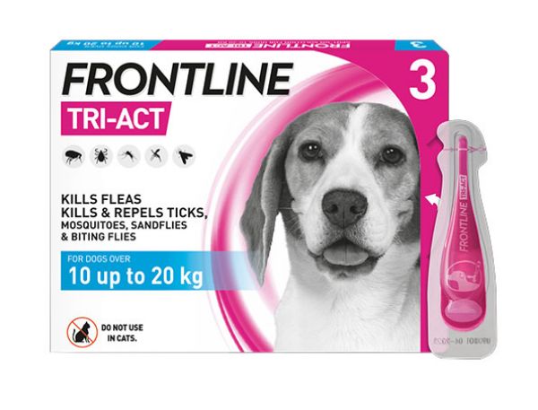 Picture of Frontline Tri-Act Dog Spot On For Medium Dogs 10-20kg 3 Pipettes
