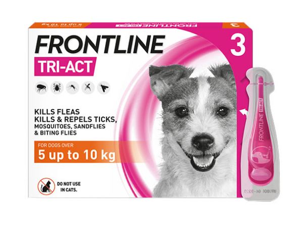 Picture of Frontline Tri-Act Dog Spot On For Small Dogs 5-10kg 3 Pipettes