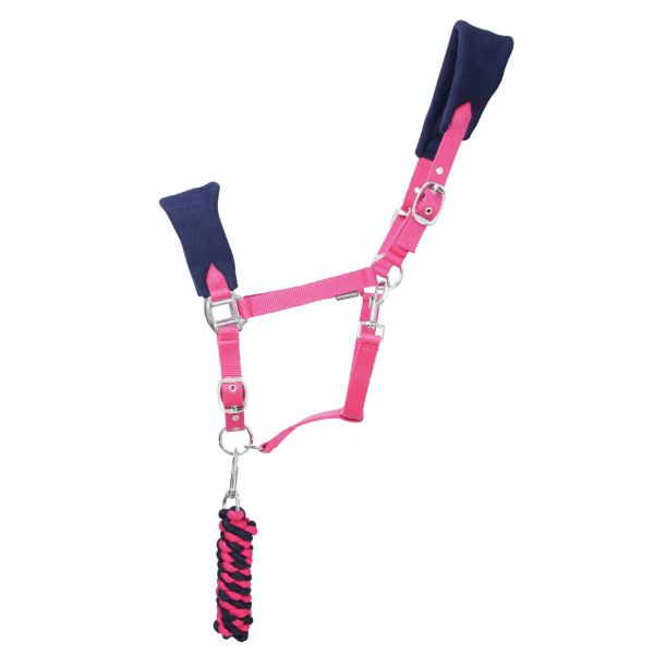 Picture of Hy Equestrian DynaMizs Ecliptic Fleece Head Collar & Lead Navy/Magenta