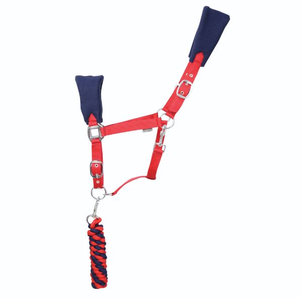 Picture of Hy Equestrian DynaMizs Ecliptic Fleece Head Collar & Lead Navy/Red