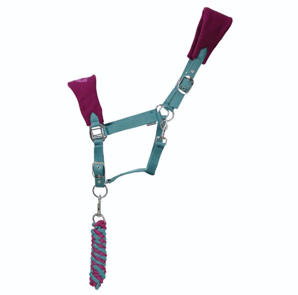 Picture of Hy Equestrian DynaMizs Ecliptic Fleece Head Collar & Lead Plum/Teal
