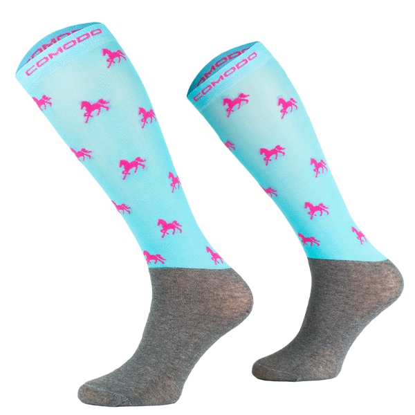 Picture of Turquoise Horse Microfibre Novelty Socks Junior 35-38