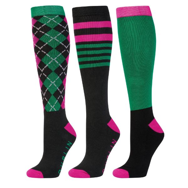 Picture of Dublin Adult Socks 3 Pack Argyle Emerald