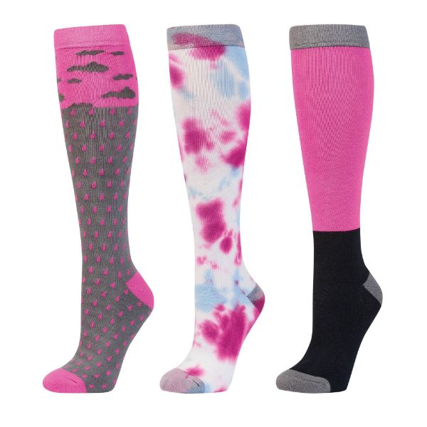 Picture of Dublin Adult Socks 3 Pack Fuchsia Clouds