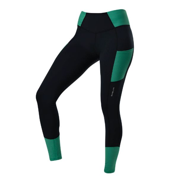Picture of Dublin Power Performance Mid Rise Colour Block Tights Black/Emerald