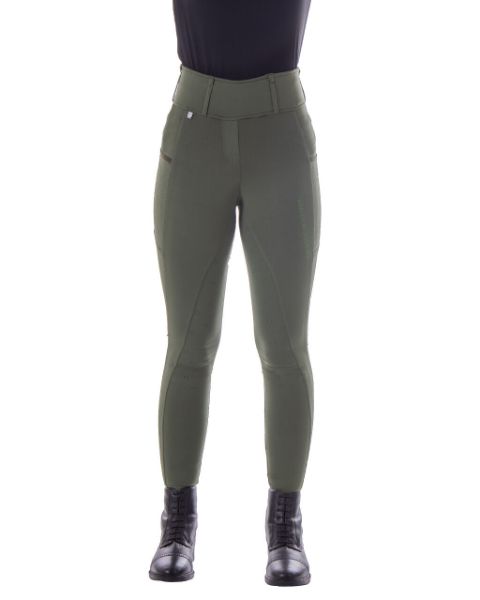 Picture of QHP Riding Tights Sandrine Full Grip Olive