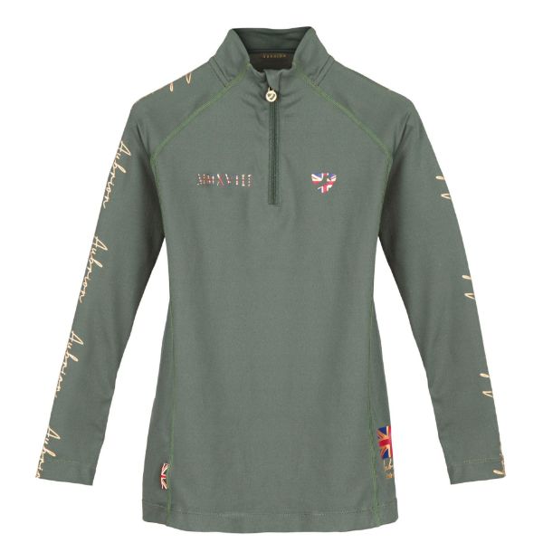 Picture of Aubrion Young Rider Team Base Layer Long Sleeve Khaki 
