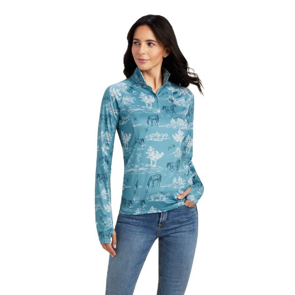 Picture of Ariat Wms Lowell 2.0 1/4 Zip Baselayer Arctic Frolic Print