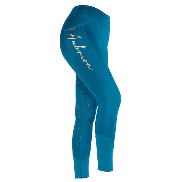 Picture of Aubrion Young Rider Team Winter Riding Tights Teal 