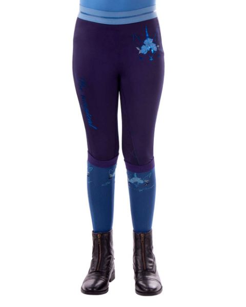 Picture of QHP Junior Riding Tights Yazz Full Grip Navy