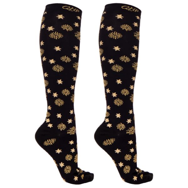 Picture of QHP Knee Stockings Celebrate (2 Pack) Black/Gold 39-42