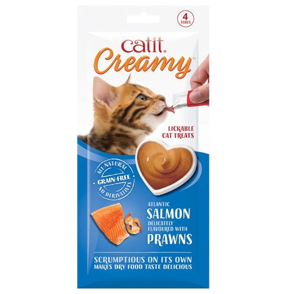 Picture of Catit Creamy Treats Salmon & Prawn 4x10g