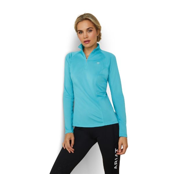 Picture of Ariat Womens Sunstopper 2.0 1/4 Zip Baselayer Maui Blue
