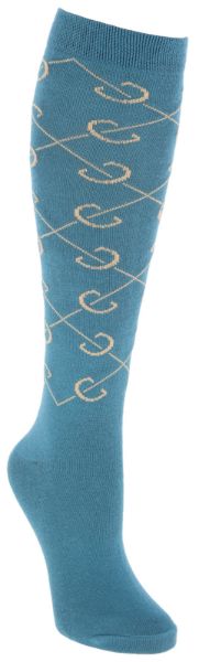 Picture of Covalliero Riding Socks Checked Deep Water 40-42
