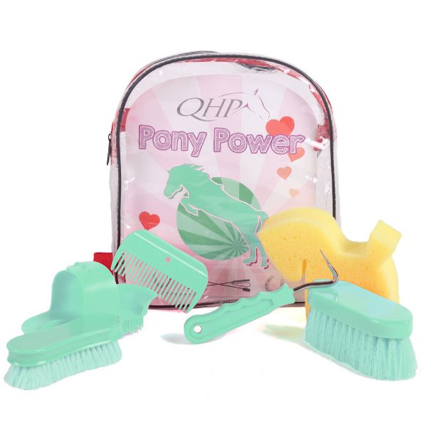 Picture of QHP Pony Power Grooming Backpack Ice Green