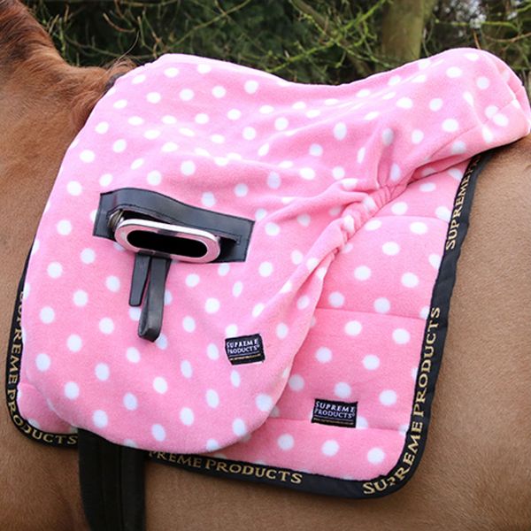 Picture of Supreme Products Ride On Dotty Fleece Saddle Cover Pretty Pink One Size