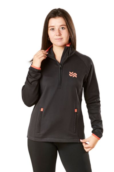 Picture of Firefoot Ladies Half Zip Top Charcoal / Coral