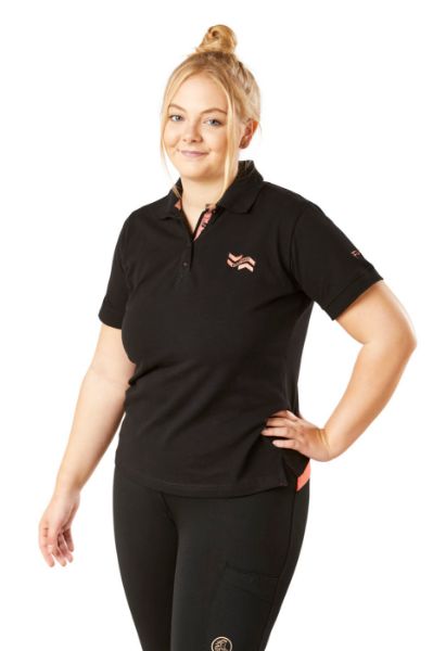 Picture of Firefoot Ladies Roxby Polo Shirt Black / Coral