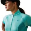 Picture of Ariat Womens Cambria Jersey 1/4 Zip SS Baselayer Pool Blue / Viridian Green