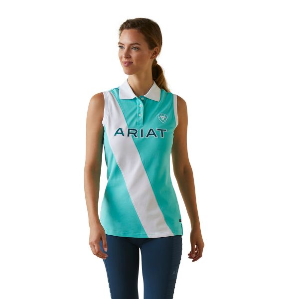 Picture of Ariat Womens Taryn Sleeveless Polo Pool Blue