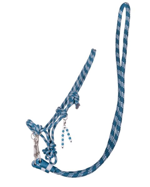 Picture of QHP Rope Halter With Reins Thunderbolt Deep Lagoon