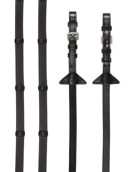 Picture of Le Mieux Soft Rubber Reins With Stoppers Black / Silver Full 54"