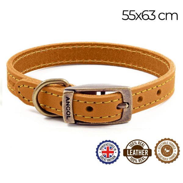 Picture of Ancol Timberwolf Leather Collar Mustard 55-63cm Size 8