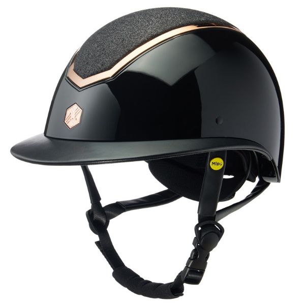 Picture of EQX by Charles Owen Kylo MIPS Wide Peak Riding Helmet Sparkly Black Gloss/Rose Gold