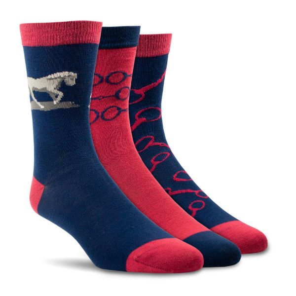 Picture of Ariat Charm Crew Socks Navy Snaffle
