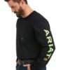 Picture of Ariat Mens Rebar Workman Logo LS T-Shirt Black / Lime