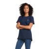 Picture of Ariat Womens Rebar Cotton Strong SS T-Shirt Navy Eclipse