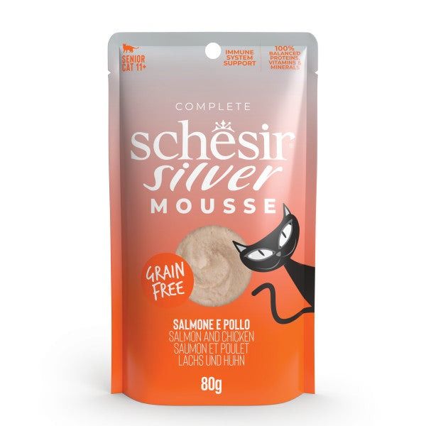 Picture of Schesir Silver Mousse Older Cat Salmon & Chicken 80g