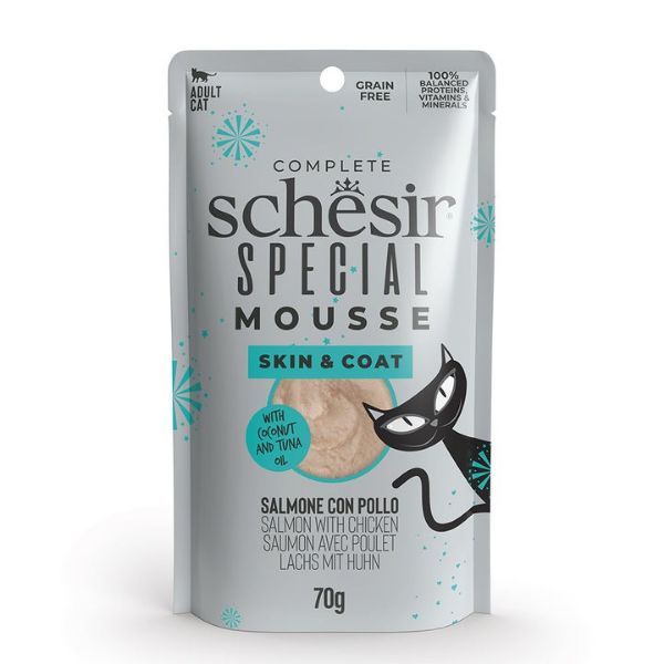 Picture of Schesir Special Adult Cat Skin & Coat Salmon With Chicken In Mousse 70g