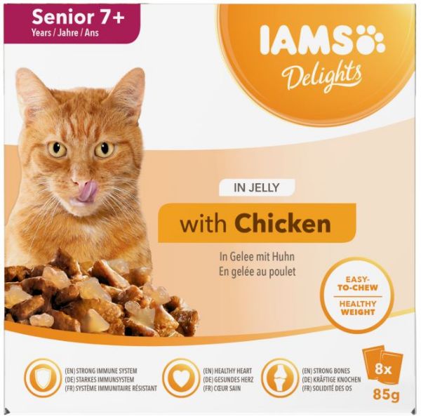 Picture of Iams Cat - Senior 7+ Pouch Delights Chicken Jelly 8 X 85g