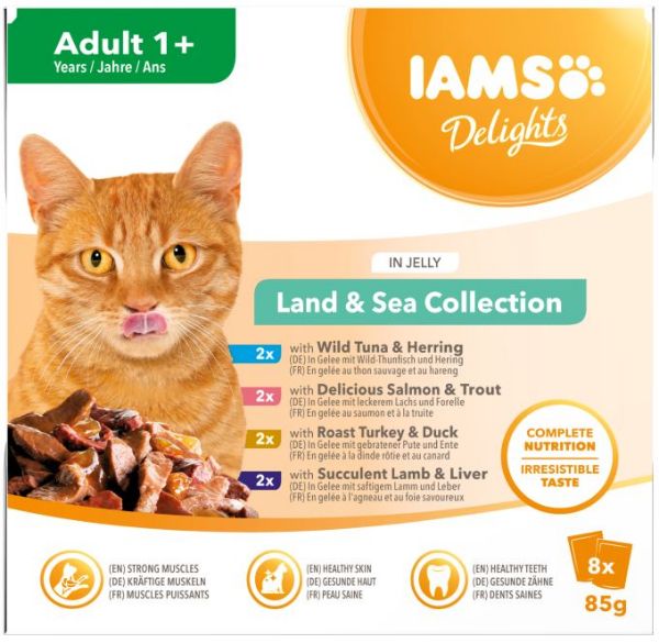 Picture of Iams Cat - Adult Pouch Delights Land & Sea Collection Jelly 8 X 85g