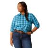 Picture of Ariat Womens Rebar Made Tough Durastretch LS Work Shirt Prominent Blue Plaid